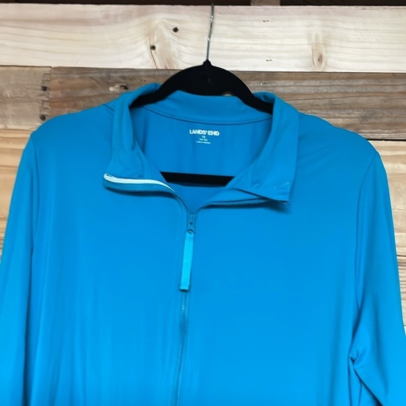 Lands’ End size 1X Vibrant Blue/Teal Full-Zip Lightweight Jacket With Pockets - Picture 4 of 7